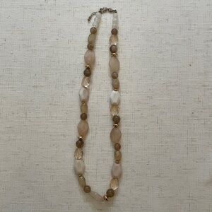Elegant Beaded Necklace in Cream and Brown